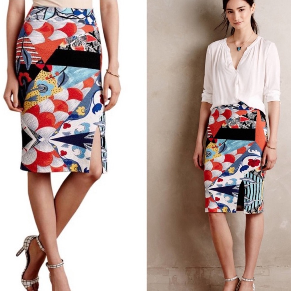 Maeve Anthropologie Tearoom Knit Midi Pencil Skirt - S